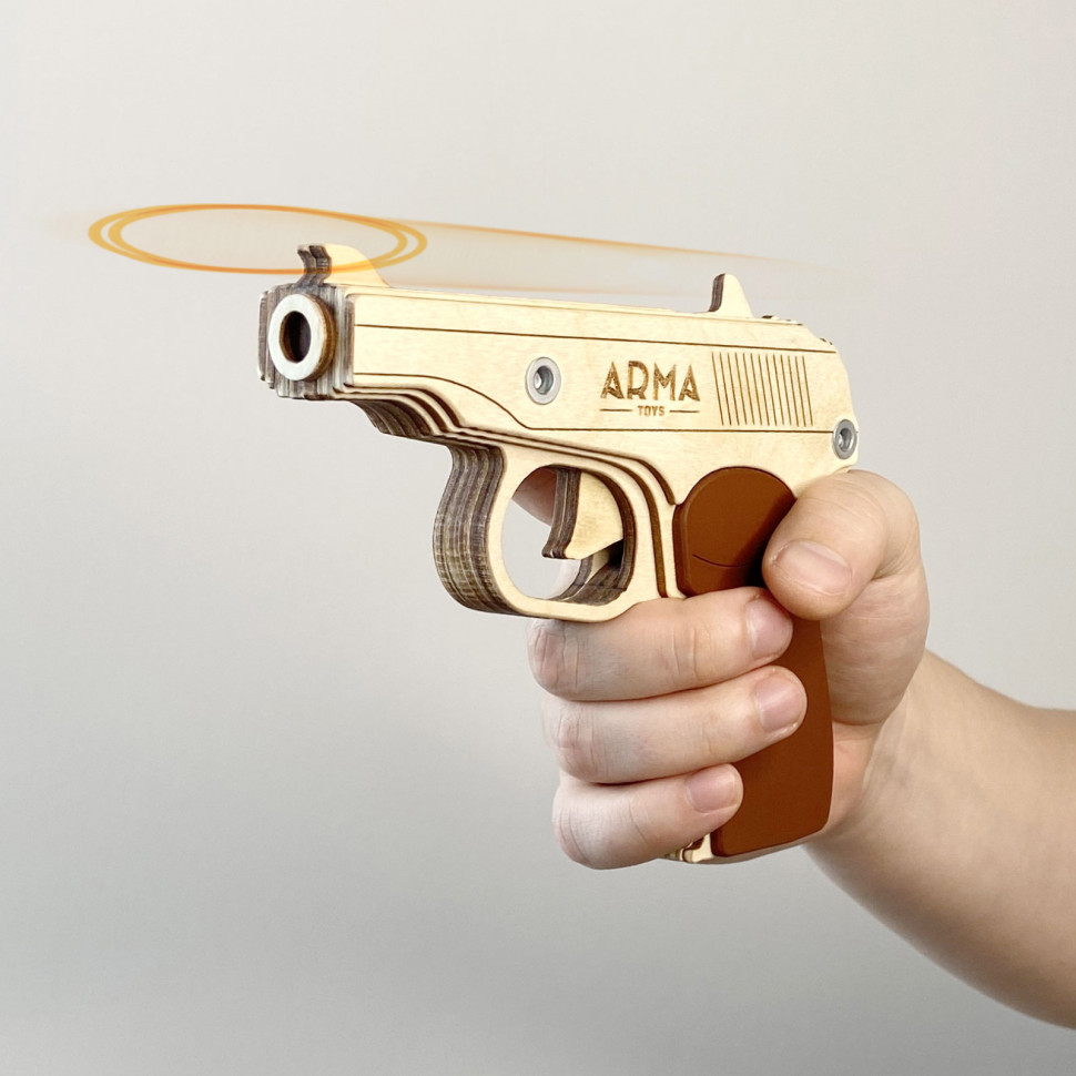 Деревянный пистолет Макарова (ПМ), в сборе, многозарядная игрушка-резинкострел ARMA Деревянный пистолет Макарова (ПМ), в сборе, многозарядная игрушка-резинкострел ARMA