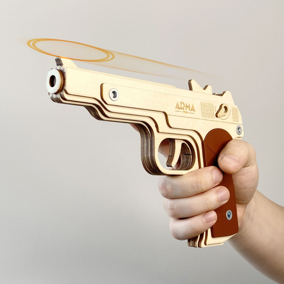 Деревянный игрушечный пистолет Стечкина (АПС): многозарядная игрушка-резинкострел Деревянный игрушечный пистолет Стечкина (АПС): многозарядная игрушка-резинкострел